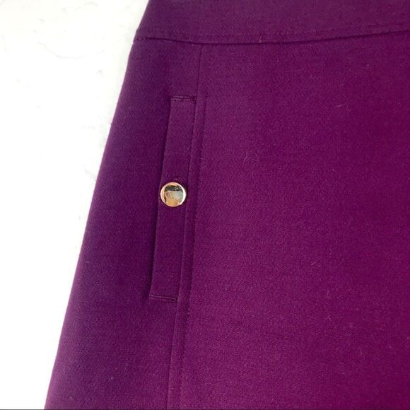 Loft Purple Mini Pencil Skirt with Gold Buttons - Picture 6 of 8